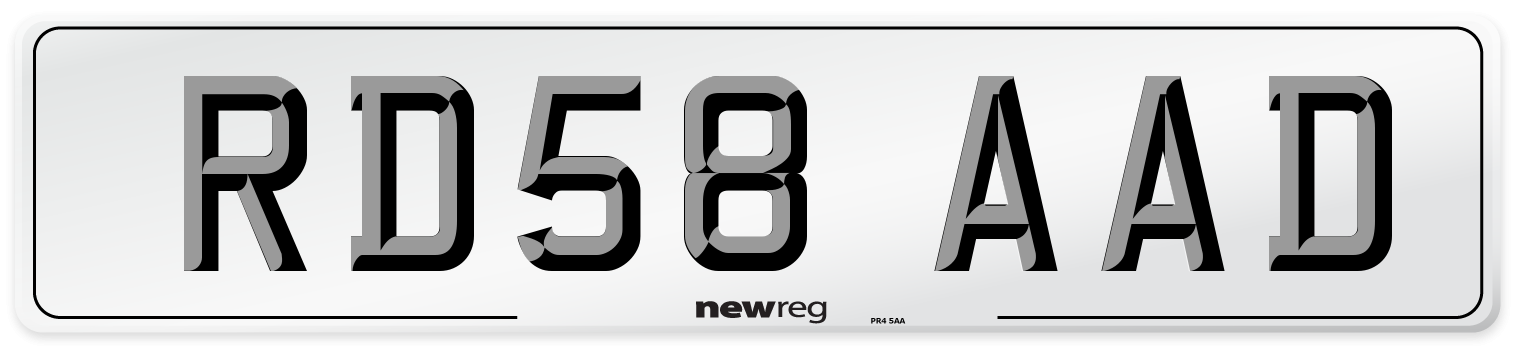 RD58 AAD Number Plate from New Reg